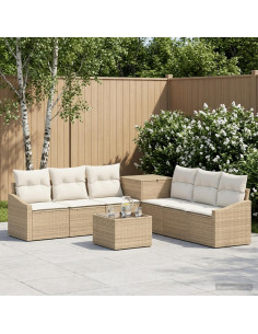 Set di divani 8 pz Beige e Bianco Crema