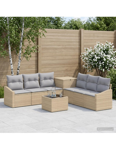 Set di divani 8 pz Beige e Grigio Chiaro