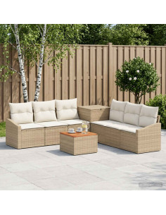 Set di divani 8 pz Beige e Bianco Crema