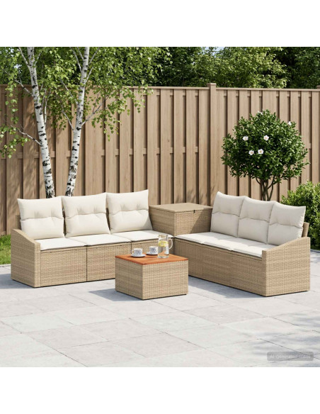 Set di divani 8 pz Beige e Bianco Crema