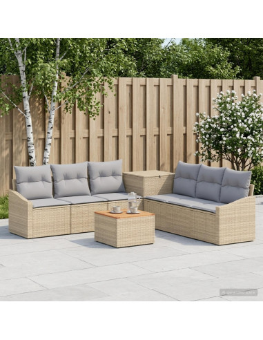 Set di divani 8 pz Beige e Grigio Chiaro