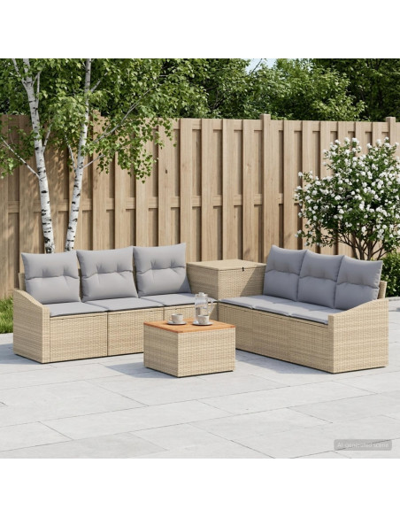 Set di divani 8 pz Beige e Grigio Chiaro