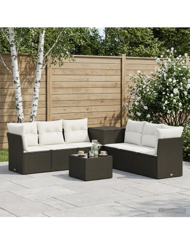 Set di divani 8 pz Nero e Bianco Crema
