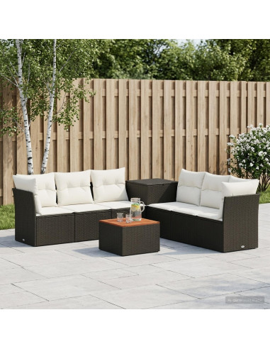 Set di divani 8 pz Nero e Bianco Crema
