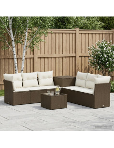 Set di divani 8 pz Marrone e Bianco Crema