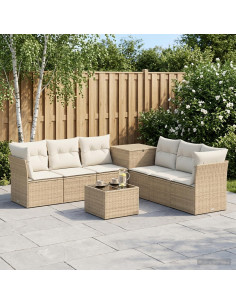 Set di divani 8 pz Beige e Bianco Crema