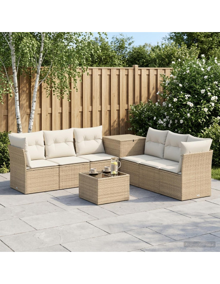 Set di divani 8 pz Beige e Bianco Crema