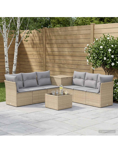 Set di divani 8 pz Beige e Grigio Chiaro