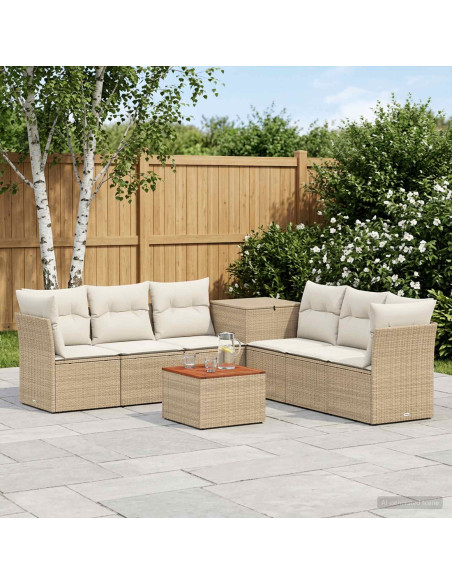 Set di divani 8 pz Beige e Bianco Crema