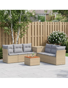 Set di divani 8 pz Beige e Grigio Chiaro