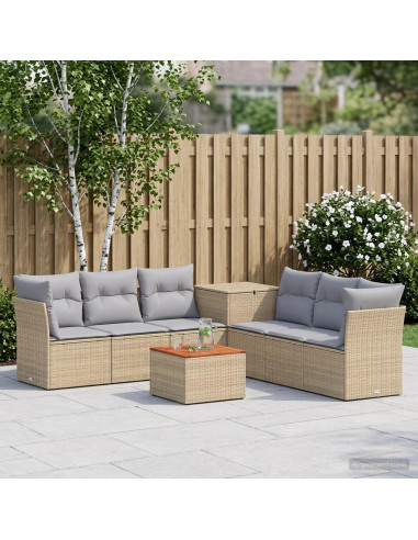 Set di divani 8 pz Beige e Grigio Chiaro