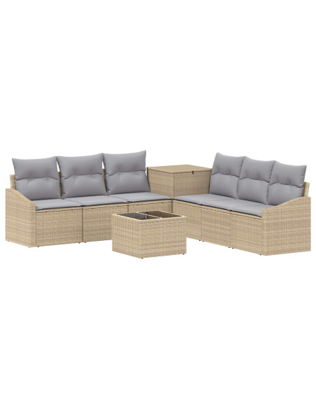 Set di divani 8 pz Beige e Grigio Chiaro