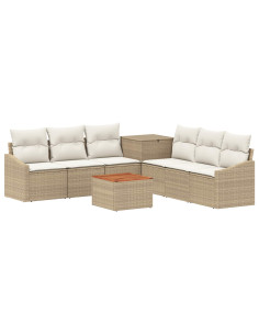 Set di divani 8 pz Beige e Bianco Crema 2