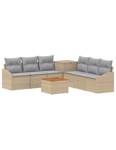 Set di divani 8 pz Beige e Grigio Chiaro 2