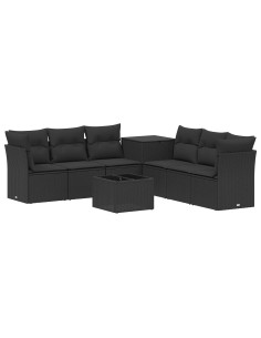 Set di divani 8 pz Nero Rattan sintetico e Acciaio 2