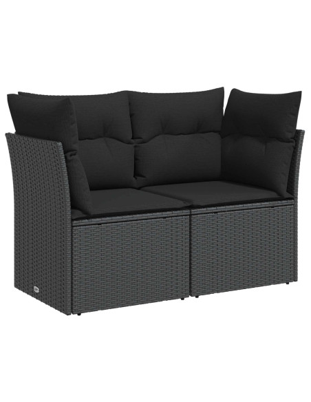 Set di divani 8 pz Nero Rattan sintetico e Acciaio