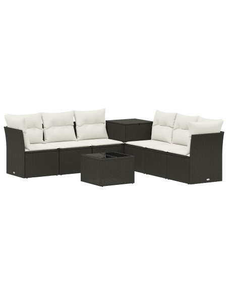 Set di divani 8 pz Nero e Bianco Crema