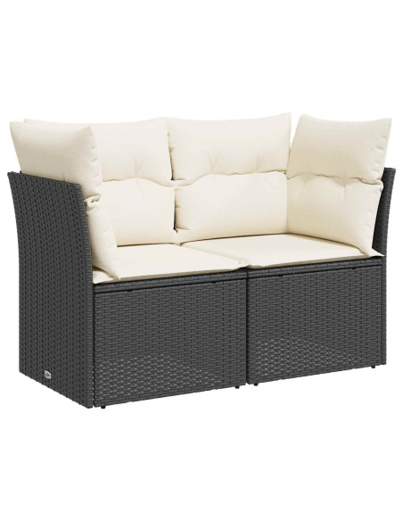 Set di divani 8 pz Nero e Bianco Crema
