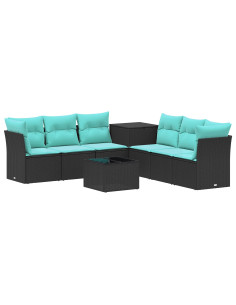 Set di divani 8 pz Nero e Blu Rattan sintetico e Acciaio 2