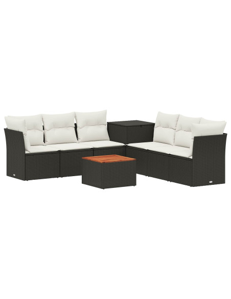Set di divani 8 pz Nero e Bianco Crema