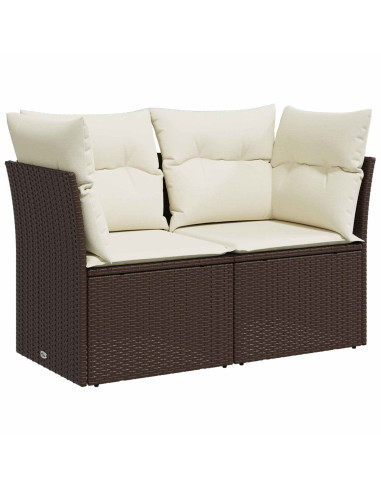 Set di divani 8 pz Marrone e Bianco Crema