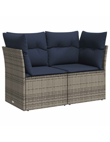 Set di divani 8 pz Grigio e Blu Navy Rattan sintetico e Acciaio