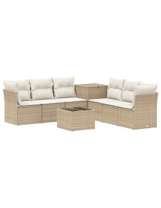 Set di divani 8 pz Beige e Bianco Crema 2