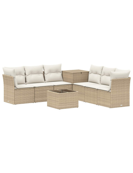 Set di divani 8 pz Beige e Bianco Crema