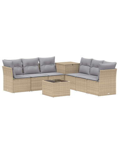 Set di divani 8 pz Beige e Grigio Chiaro