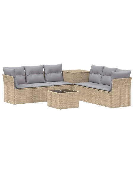 Set di divani 8 pz Beige e Grigio Chiaro