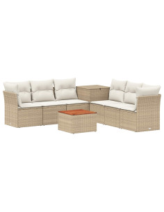 Set di divani 8 pz Beige e Bianco Crema 2