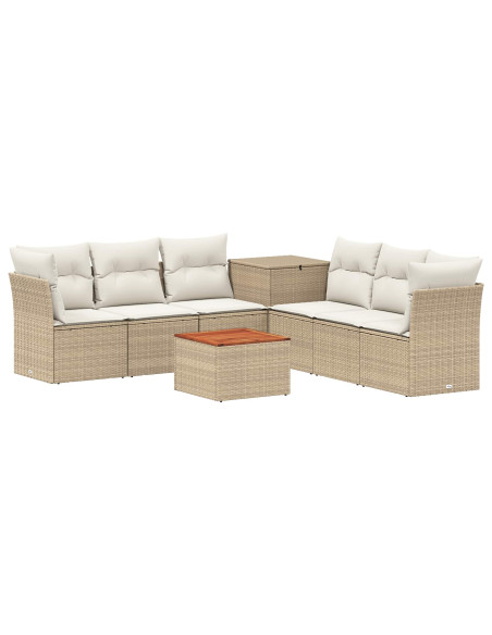 Set di divani 8 pz Beige e Bianco Crema