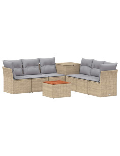 Set di divani 8 pz Beige e Grigio Chiaro 2
