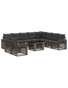 Set Divano da Giardino 11 pz Grigio e Grigio Scuro polyrattan 2