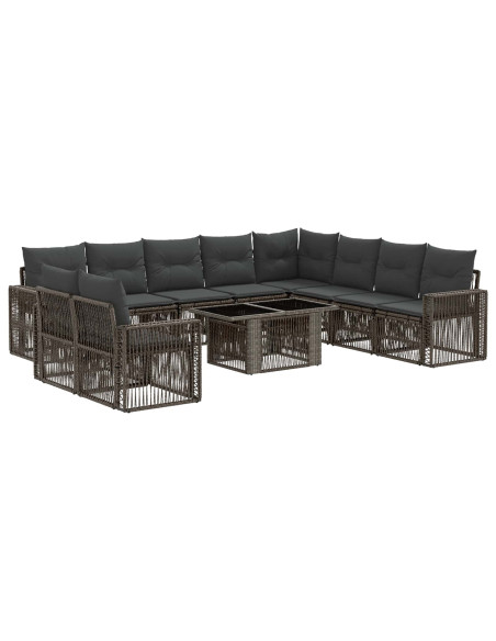 Set Divano da Giardino 11 pz Grigio e Grigio Scuro polyrattan
