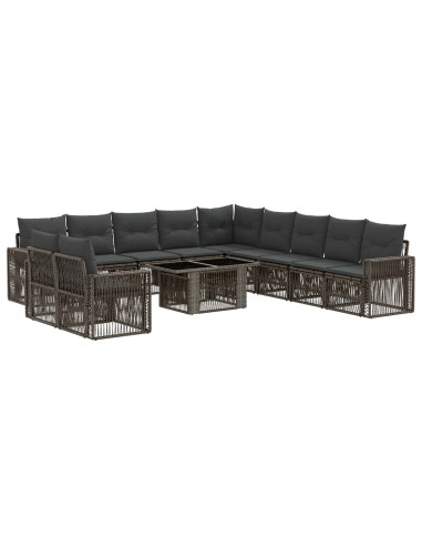 Set Divano da Giardino 12 pz Grigio e Grigio Scuro polyrattan