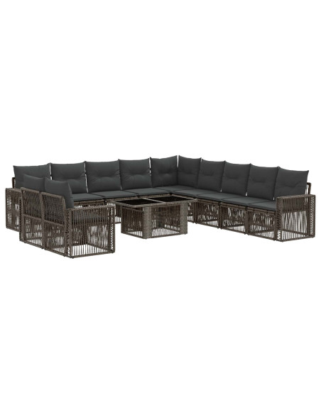 Set Divano da Giardino 12 pz Grigio e Grigio Scuro polyrattan
