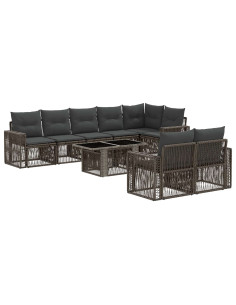 Set Divano da Giardino 9 pz Grigio e Grigio Scuro polyrattan 2