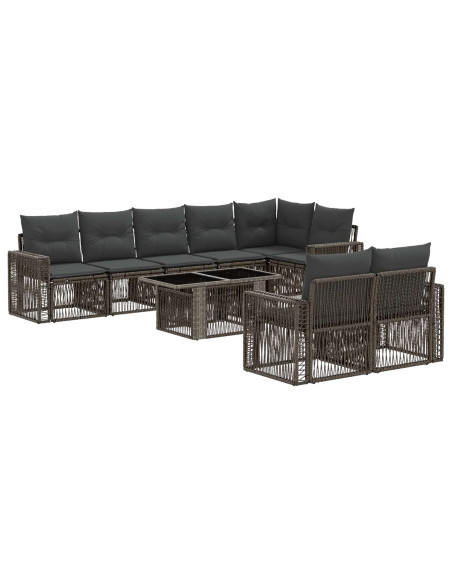 Set Divano da Giardino 9 pz Grigio e Grigio Scuro polyrattan