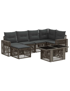 Set Divano da Giardino 7 pz Grigio e Grigio Scuro polyrattan 2