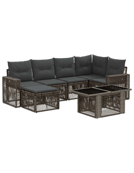 Set Divano da Giardino 7 pz Grigio e Grigio Scuro polyrattan