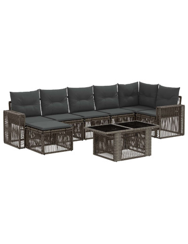 Set Divano da Giardino 8 pz Grigio e Grigio Scuro polyrattan