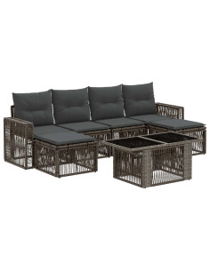 Set Divano da Giardino 7 pz Grigio e Grigio Scuro polyrattan 2