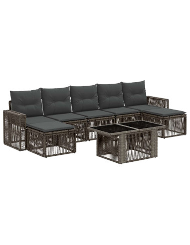 Set Divano da Giardino 8 pz Grigio e Grigio Scuro polyrattan