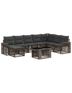 Set Divano da Giardino 9 pz Grigio e Grigio Scuro polyrattan 2