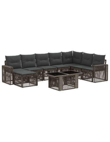 Set Divano da Giardino 9 pz Grigio e Grigio Scuro polyrattan