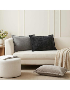 Federa 6 pz HOUTEN Antracite 50 x 75 cm Tessuto Chenille