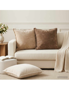 Federa 2 pz HOUTEN Marrone 55 x 55 cm Tessuto Chenille