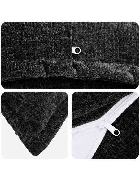 Federa 6 pz HOUTEN Antracite 35 x 35 cm Tessuto Chenille
