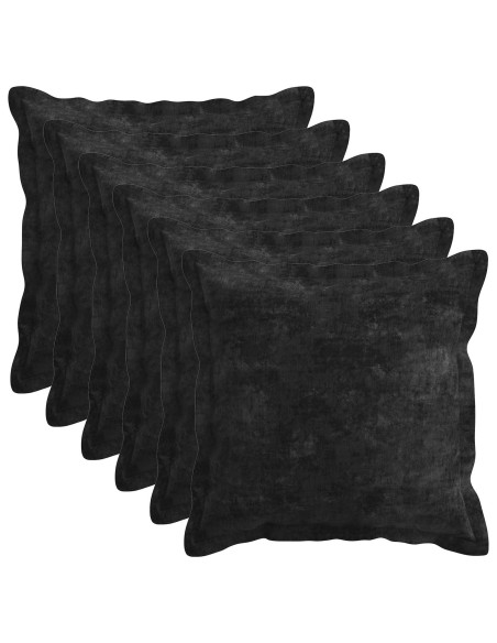 Federa 6 pz HOUTEN Antracite 40 x 40 cm Tessuto Chenille